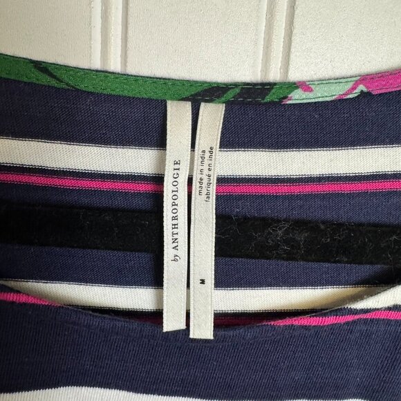 Anthropologie Sonja Stripes & Florals Short Sleeve Top N32 - Picture 4 of 7